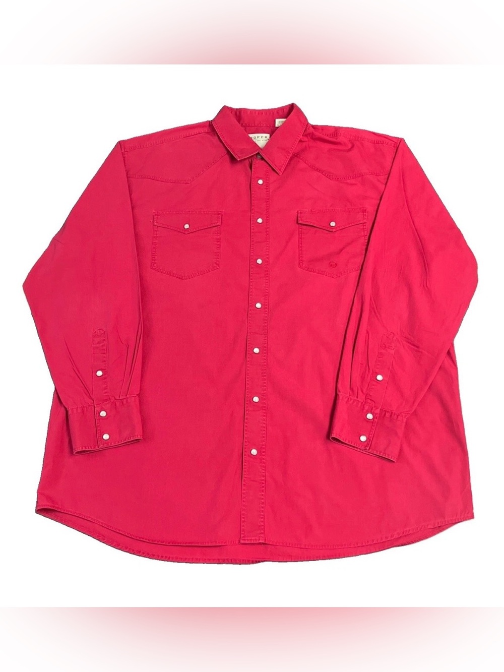 Roper Western Pearl Snap Shirt Mens 2XL Pink Magenta Poplin Long Sleeve Cotton